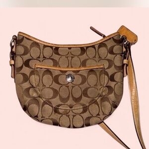 Coach Brown Crossbody Bag with Signature Pattern
